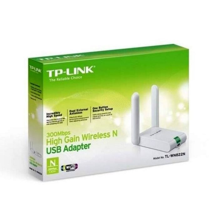 Adaptador de Red TPLINK de Alta Ganancia USB 300Mbps Antenas Externas COLOR Blanco