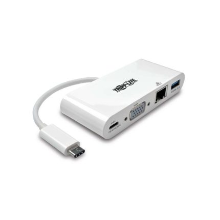 ADAPTADOR Multipuerto USB-C, VGA, Puerto USB-A, GbE, Carga PD, Blanco