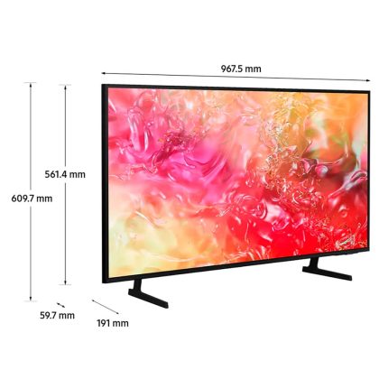 Televisor Samsung FLAT LED Smart TV 43 pulgadas Crystal UHD 4K  /3,840 x 2,160 /HDR / DVB-T2 /LAN /WIFI 5 / Bluetooth 5.2 / Google Meet / AirPlay 2 /modo ambiente/ Modo Juego/ HDMI x 3/ USB x1 /abre y edita archivos de Office/ Garantía 1 año, Ficha técnica completa en www.samsung.com.co