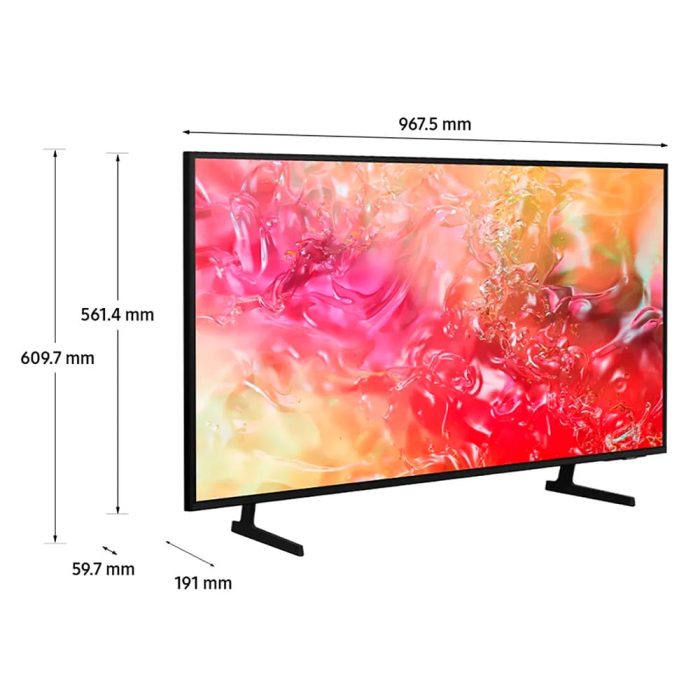 Televisor Samsung FLAT LED Smart TV 43 pulgadas Crystal UHD 4K  /3,840 x 2,160 /HDR / DVB-T2 /LAN /WIFI 5 / Bluetooth 5.2 / Google Meet / AirPlay 2 /modo ambiente/ Modo Juego/ HDMI x 3/ USB x1 /abre y edita archivos de Office/ Garantía 1 año, Ficha técnica completa en www.samsung.com.co