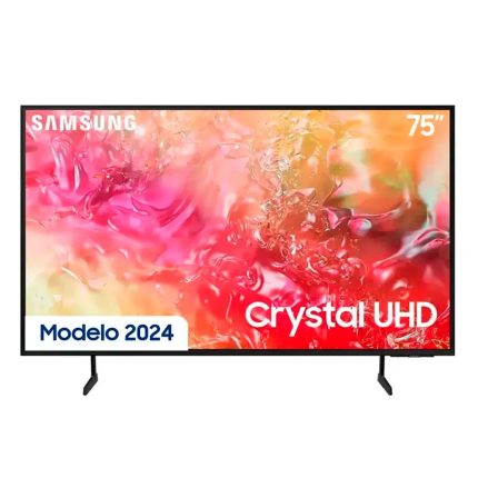 Televisor Samsung FLAT LED Smart TV 75 pulgadas Crystal UHD 4K  /3,840 x 2,160 /HDR / DVB-T2 /LAN /WIFI 5 / Bluetooth 5.2 / Google Meet / AirPlay 2 /modo ambiente/ Modo Juego/ HDMI x 3/ USB x1 /abre y edita archivos de Office/ Garantía 1 año, Ficha técnica completa en www.samsung.com.co