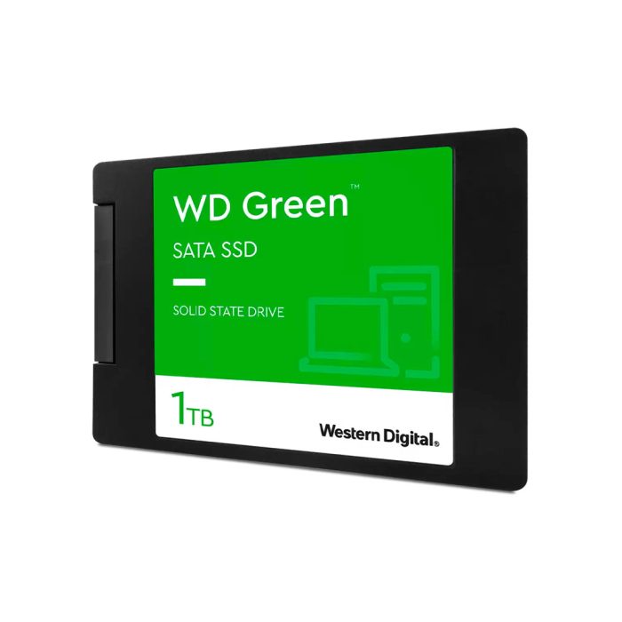 Unidad de estado sólido interna SSD Western Digital Green 1TB con puerto SATA y factor de forma 2.5” (7mm), creado para las necesidades más básicas del cómputo diario, pero con un rendimiento y velocidad mayor que una unidad mecánica.