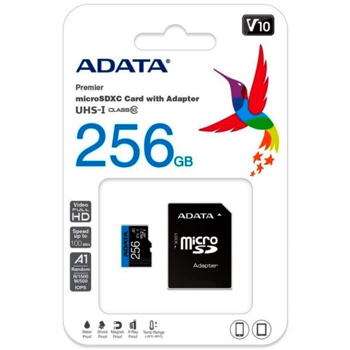 Micro SD ADATA 256GB + Adaptador Clase 10