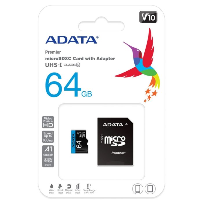 Micro SD ADATA 64GB + Adaptador Clase 10