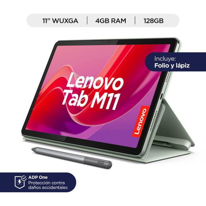 Tablet Lenovo M11 TB330FU Pantalla 11 Pulgadas WUXGA Conectividad Solo Wifi Memoria 4GB + Almacenamiento 128GB Color Verde Incluye Estuche y Lapiz