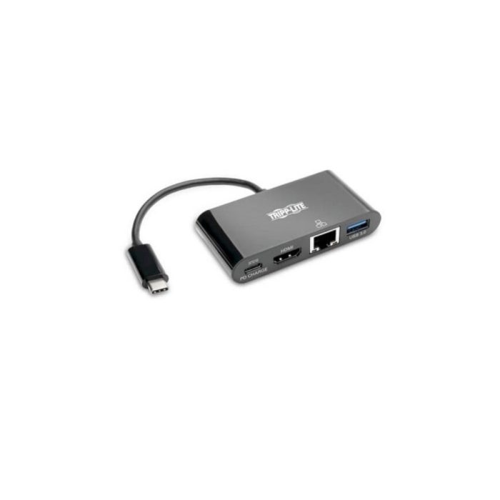 Adaptador Multipuerto USB C, 4K HDMI, Puerto USB A, GbE, Carga PD de 60W, HDCP, Negro