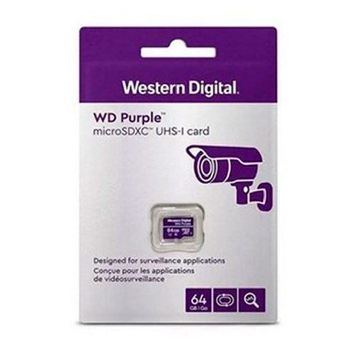 Tarjeta MicroSD WESTERN DIGITAL 64GB Para Cámaras de Seguridad COLOR Purpura