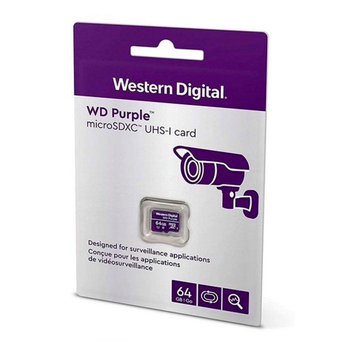 Tarjeta MicroSD WESTERN DIGITAL 64GB Para Cámaras de Seguridad COLOR Purpura