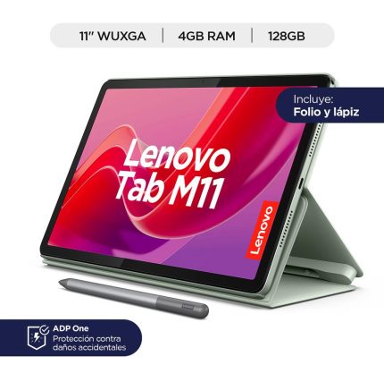 Tablet Lenovo M11 TB330XU Pantalla 11 Pulgadas WUXGA Conectividad Wifi y LTE Memoria 4GB + Almacenamiento 128GB Color Verde Incluye Estuche y Lapiz