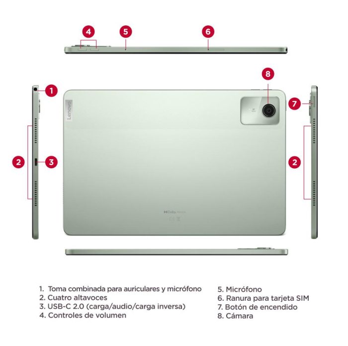 Tablet Lenovo M11 TB330XU Pantalla 11 Pulgadas WUXGA Conectividad Wifi y LTE Memoria 4GB + Almacenamiento 128GB Color Verde Incluye Estuche y Lapiz