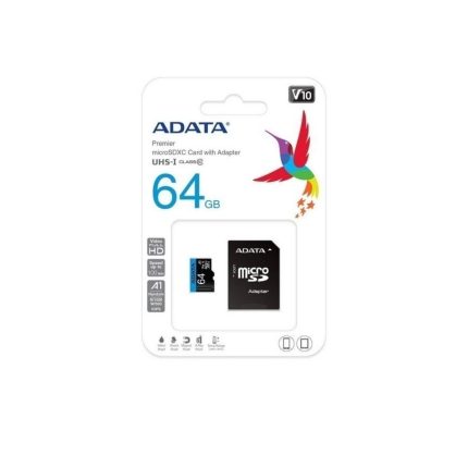 Micro SD ADATA 64GB + Adaptador Clase 10