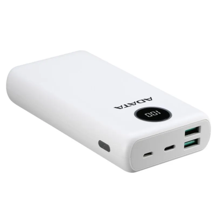 Power Bank 20000mAh blanca digital /2 puertos usb quick charge + 1 Puerto Tipo C Salida + 1 Puerto Tipo C Entrada