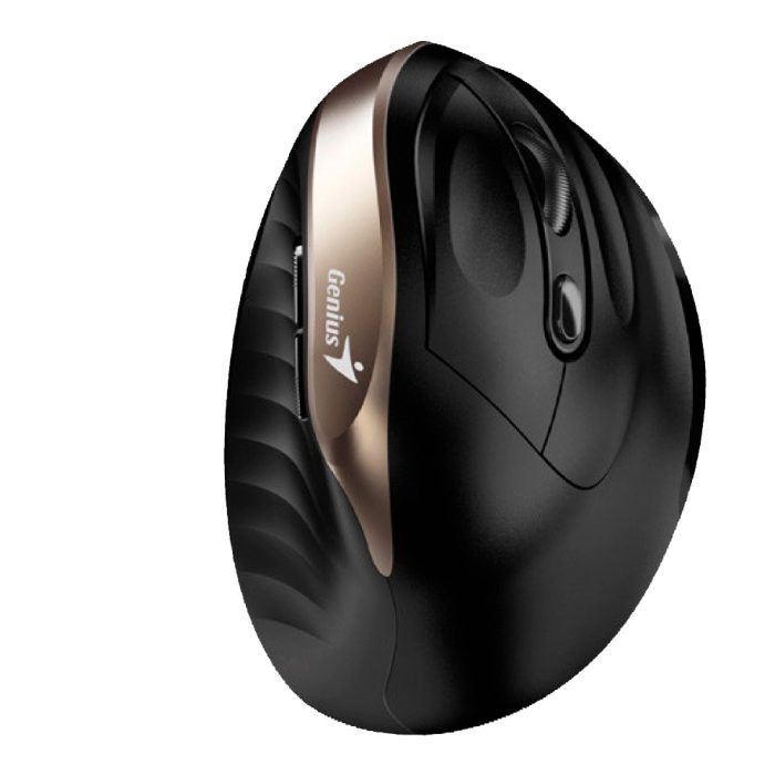 Mouse GENIUS Ergo 8250 Dorado Tipo: Optico/Botones: 6/Resolucion: 800 / 1200 / 1600 DPI/Interfaz: 2.4 GHz/Puerto USB/Alcance: 10 metros (sin interrumpir)/Alimentacion: 1 pila AA (incluida)/Medidas: 111.2 x 78.3 x 73.8 mm/Peso: 97 gr