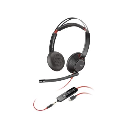 Poly Blackwire 5220 Stereo USB-C Headset +3.5mm Plug +USB-C/A Adapter