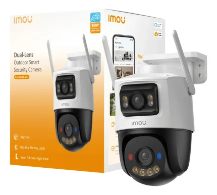CAMARA CRUISER DUAL 2 WIFI IP/PT 8MP (3MP LENTE FIJO/5MP LENTE PT) FULL COLOR, COMPRESION 265/H.264, IP66, MICROSD HASTA 512GB, AUDIO 2 VÍAS, ADVERTENCIA ROJA-AZUL, 2.4GHZ WI-FI6 CONNECTION