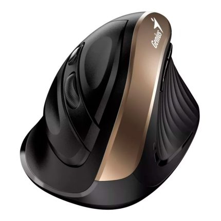 Mouse GENIUS Ergo 8250 Dorado Tipo: Optico/Botones: 6/Resolucion: 800 / 1200 / 1600 DPI/Interfaz: 2.4 GHz/Puerto USB/Alcance: 10 metros (sin interrumpir)/Alimentacion: 1 pila AA (incluida)/Medidas: 111.2 x 78.3 x 73.8 mm/Peso: 97 gr