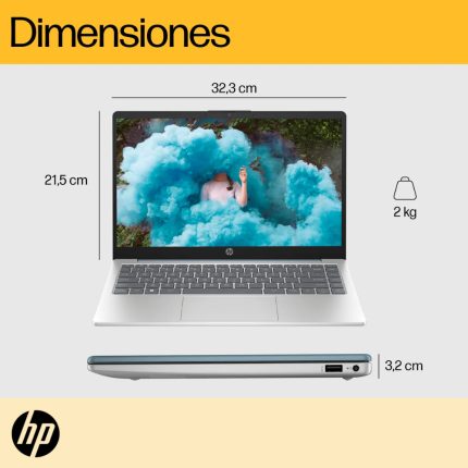 Portátil HP 14-em0021la/AMD Ryzen™ 5 7520U 4,3 GHz/16GB LPDDR5/512GB SSD/14 FHD/Windows 11 Home
