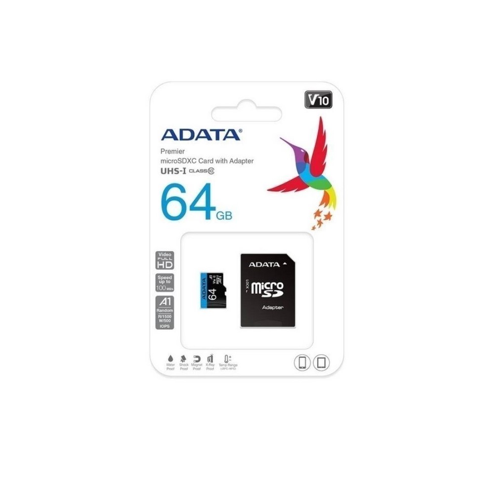 Micro SD ADATA 64GB + Adaptador Clase 10 Micro SD ADATA 64GB + Adaptador Clase 10