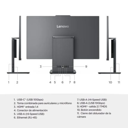 Todo en uno Lenovo IdeaCentre 27IRH9 Intel Core i7 13620H 27 Pulgadas FHD Memoria 8GB Estado Solido 512GB Linux Color Gris