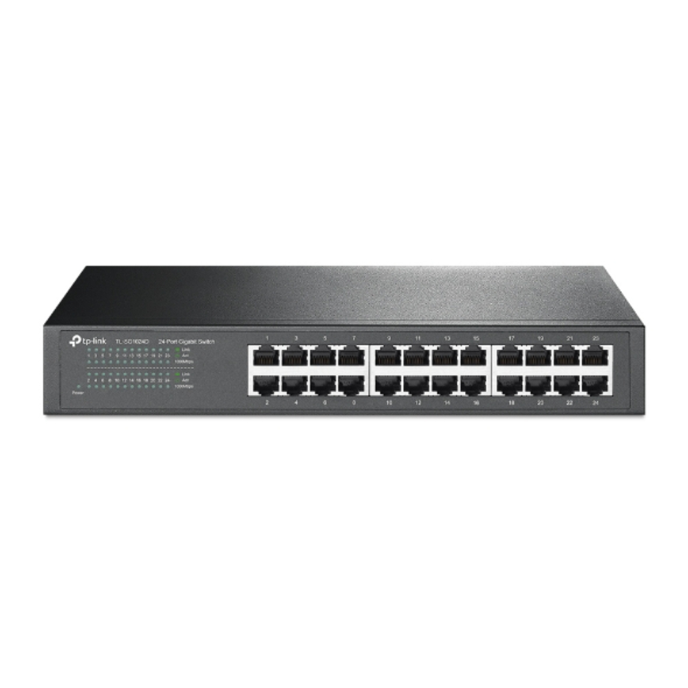 Switch TPLINK Gigabit 24 Puertos 10/100/1000 Montaje En Escritorio / Rack Switch TPLINK Gigabit 24 Puertos 10/100/1000 Montaje En Escritorio / Rack