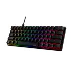Teclado gamer HyperX inglés US color negro con luz RGB.