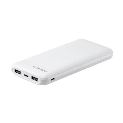 Power Bank 10000mAh Blanca /2 puertos USB + 1 Puerto Tipo C entrada y Salida + 1 puerto de entrada micro usb