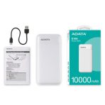Power Bank 10000mAh Blanca /2 puertos USB + 1 Puerto Tipo C entrada y Salida + 1 puerto de entrada micro usb