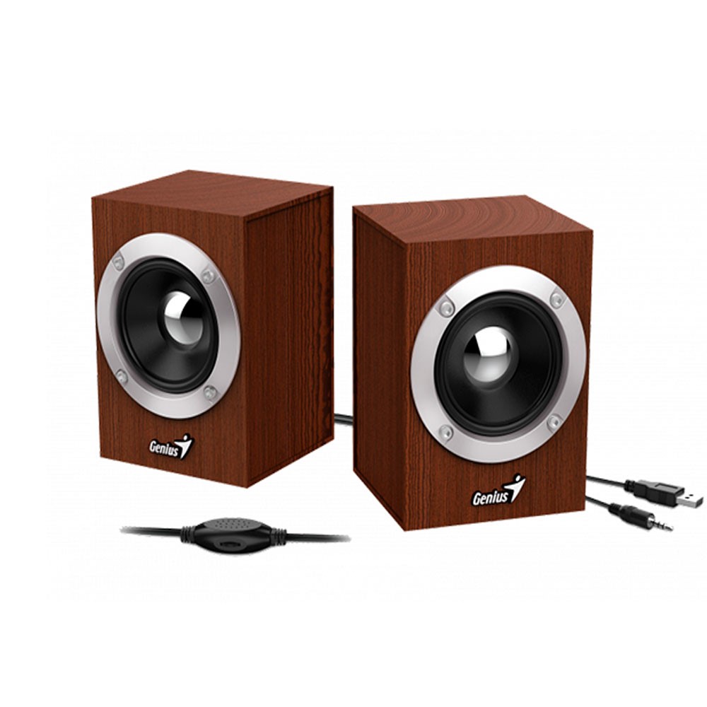 Parlantes estereo Genius SP-HF280 USB de Madera Parlantes estereo Genius SP-HF280 USB de Madera