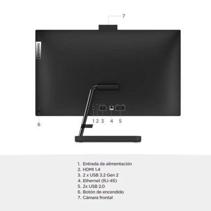 Todo en uno Lenovo A100 Intel Core i3 N305 23,8 Pulgadas FHD Memoria 8GB Estado Solido 512GB Linux Color Gris