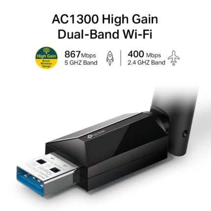 Adaptador TPLINK USB Wi-Fi de doble banda de alta ganancia AC1300