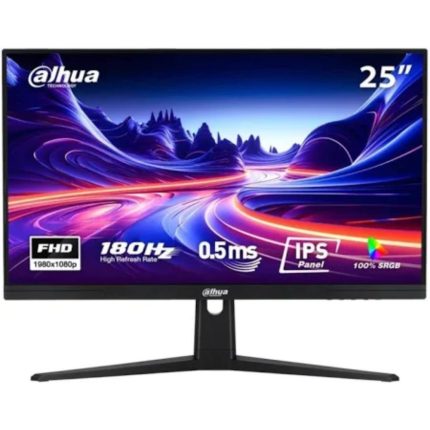 Monitor Dahua Gamer 25 panel IPS, FULL HD 1920 X 1080 16:9, Tiempo de respuesta rápido de 0,5 ms 200 HZ sin borrosidad ni imágenes superpuestas (con OD), 1 × DP 1.4, 1 × HDMI 2.0, 1 × Salida de audio, Amplia gama de colores, 85 % NTSC, Satisface las necesidades de textura de imagen de los diseñadores y jugadores, Ángulo de visión extra amplio