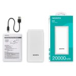 Power Bank 20000mAh Blanca  /2 puertos USB + 1 Puerto Tipo C entrada y Salida + 1 puerto de entrada  micro usb