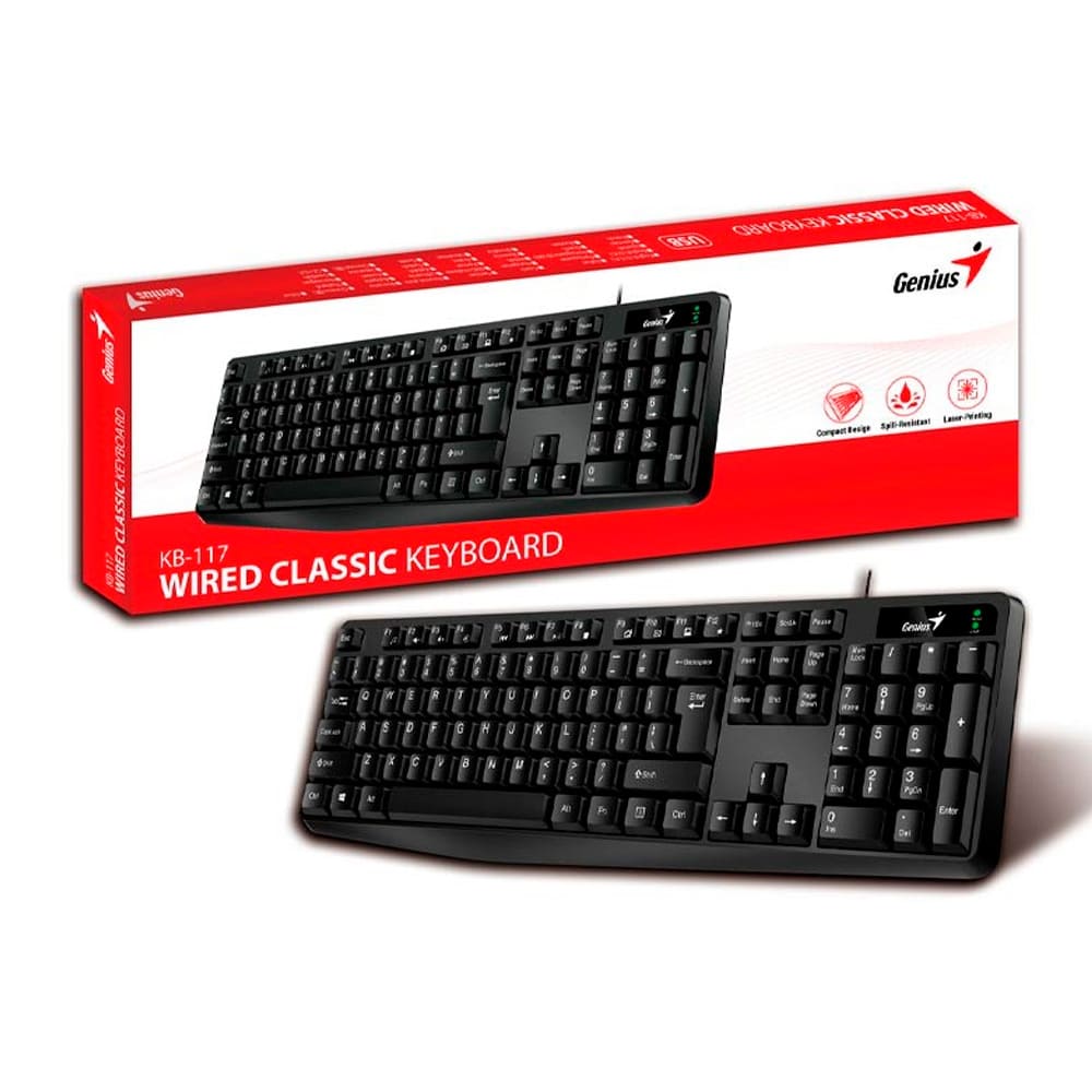 Teclado GENIUS KB-117 USB Alambrico COLOR Negro Teclado GENIUS KB-117 USB Alambrico COLOR Negro