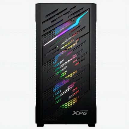 XPG STARKER AIR BTF, Negro, soporta placas base con diseño de conector inverso, Torre Media ATX, 2.5'' y 3.5'' pulgadas x2, I/O: USB-C x1, USB-A x2, Audio HD x1, control LED x1, Reinicio x1, Poder x1, Ventilador ARGB: 4 x Ventiladores de 120mm (Frontal x3, Trasero x1), Ventilador: (Trasero x1), 2 Años de Garantía
