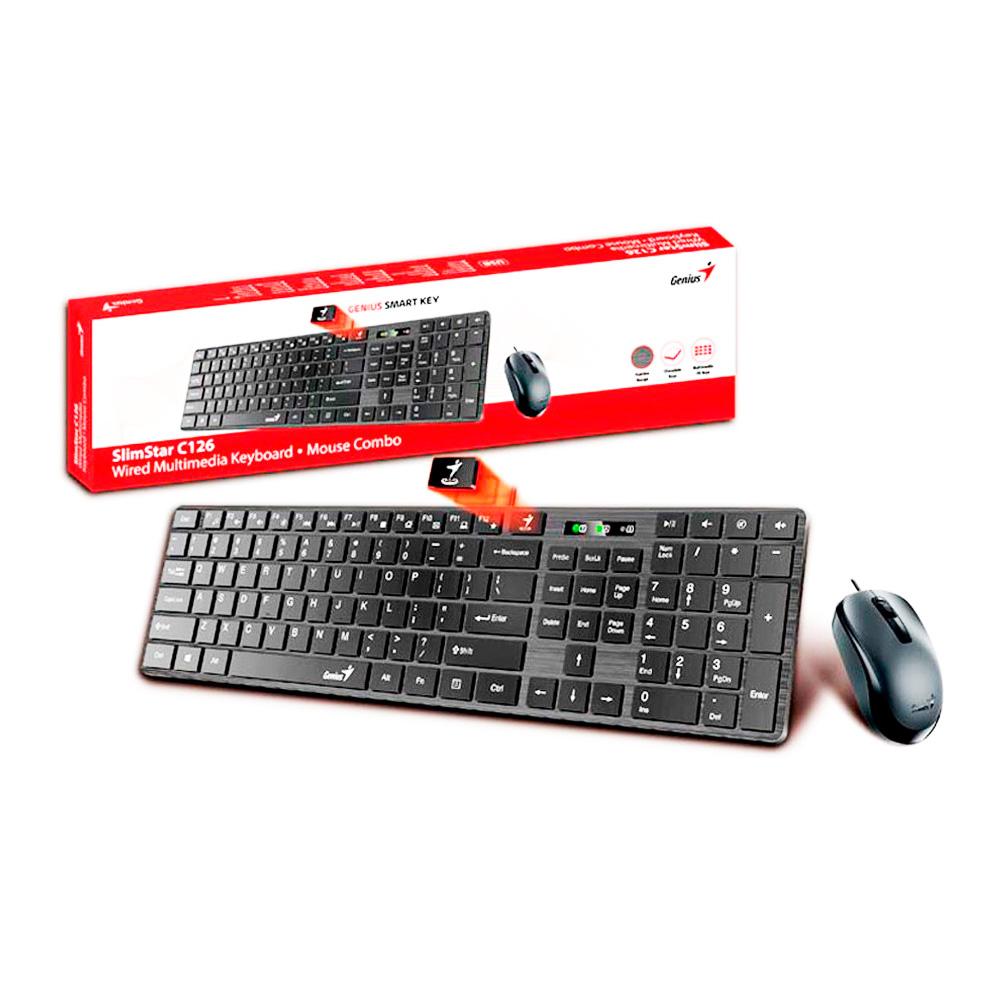 Combo Teclado GENIUS + Mouse SlimStar C126 Alambrico USB COLOR Negro Combo Teclado GENIUS + Mouse SlimStar C126 Alambrico USB COLOR Negro