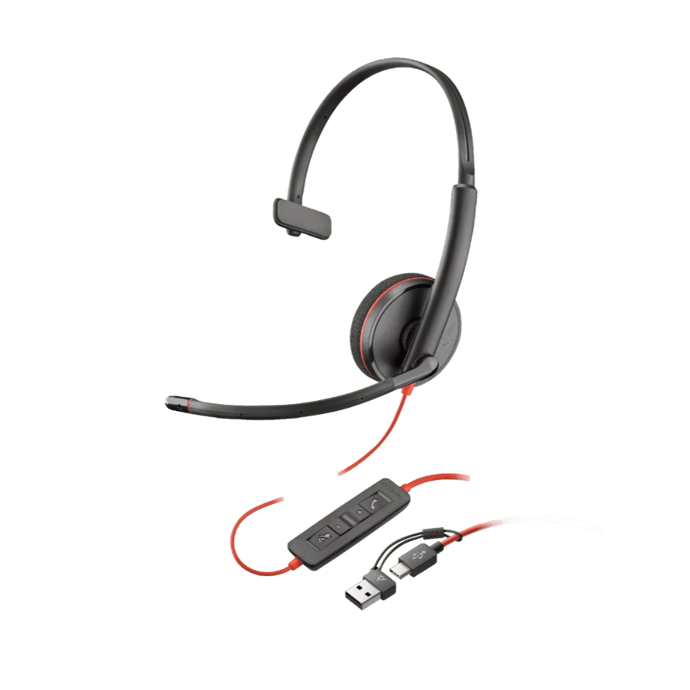 Poly Blackwire 3210 Monaural USB-C Headset +USB-C/A Adapter (Bulk) Poly Blackwire 3210 Monaural USB-C Headset +USB-C/A Adapter (Bulk)