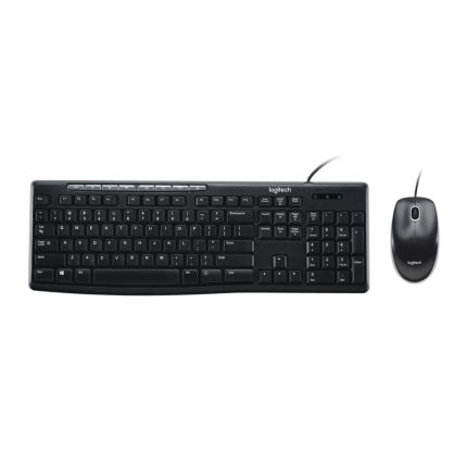 COMBO TECLADO/MOUSE MK200 Logitech Español Alámbrico USB Alámbrico Compatible Win Antiderrames Letras No Se Borran Garantía 3Años-NEGRO