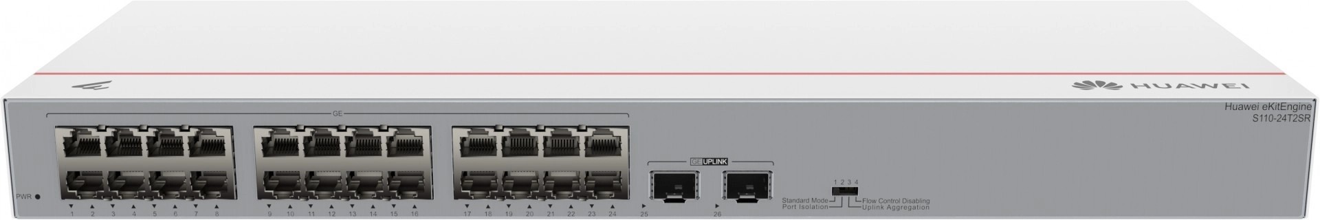 Swicth HUAWEI No administable 24 puertos No PoE S110-24T2SR (24*10/100/1000BASE-T ports, 2*GE SFP ports, AC power) Swicth HUAWEI No administable 24 puertos No PoE S110-24T2SR (24*10/100/1000BASE-T ports, 2*GE SFP ports, AC power)