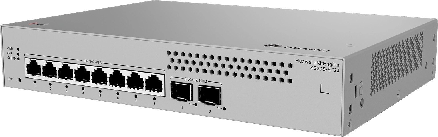 Switch HUAWEI Administrable 8 puertos capa 2 No Poe S220S-8T2J,S220S-8T2J,S220S-8T2J (8*10/100/1000BASE-T ports, 2*2.5GE SFP ports, built-in AC power, Fanless) 2 años de garantia Switch HUAWEI Administrable 8 puertos capa 2 No Poe S220S-8T2J,S220S-8T2J,S220S-8T2J (8*10/100/1000BASE-T ports, 2*2.5GE SFP ports, built-in AC power, Fanless) 2 años de garantia