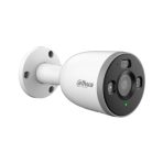 Cámara Dahua Bullet WI-FI 6, 5MP ,fija, Bluetooth pairing, Luz de advertencia roja y azul, IR30m, IP67, H.265, 12VDC, soporta micro SD hasta 256GB, Micrófono y altavoz integrados, detección humana y de vehiculos, Gestión desde la App DMSS (Dahua)