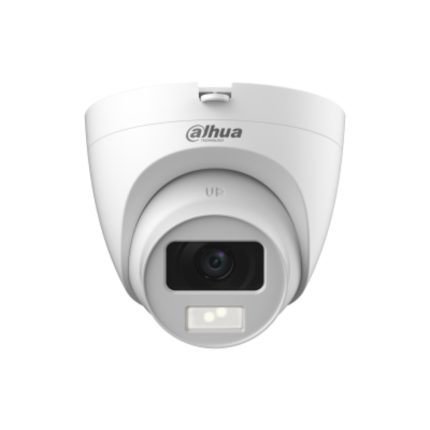 Camara Analoga Tipo Domo de 2 Megapixeles/ Iluminación Dual Inteligente + FullColor/ Lente de 2.8 mm/ 102 Grados de Apertura/ 20 Metros de IR y Luz Visible/ Microfono Integrado/ IP67/ Soporta: CVI/CVBS/AHD/TVI/D/TVI/