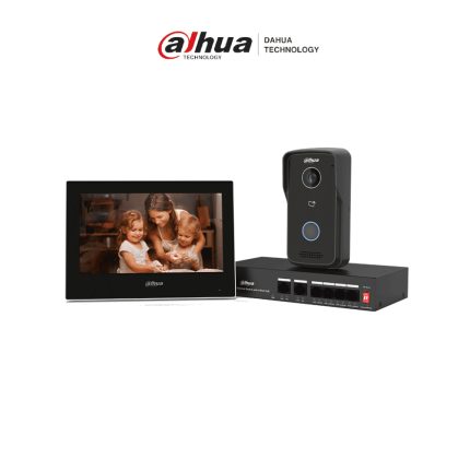 Kit de videoportero IP, videoportero exterior SIP con sensor CMOS 1 MP y audio bidireccional, monitor táctil TFT de 7 pulgadas, switch PoE RJ45.