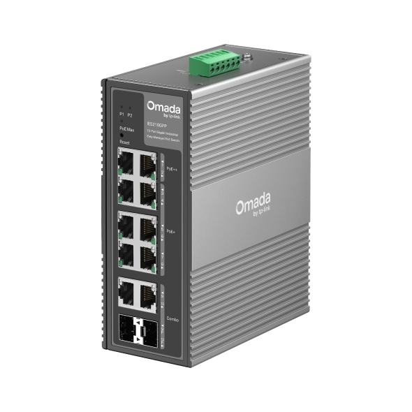 Omada 10-Port Gigabit Industrial Easy Managed Switch with 6-Port PoE+ and 2-Port PoE++ Omada 10-Port Gigabit Industrial Easy Managed Switch with 6-Port PoE+ and 2-Port PoE++