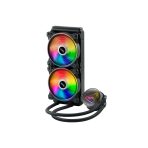 XPG LEVANTE II 240, Negro, diseño de Espejo Infinito, Velocidad: 800-2000 RPM, Ruido: 29dBA, Flujo de Aire: 58 CFM, TDP 270W a 82?, Rodamiento Hidráulico, Socket: Intel (LGA 1851/1700/1200/115x), AMD (AM5/AM4/AM3), 5 Años de Garantía