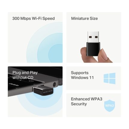 Adaptador de Red Mercusys nano USB inalámbrico N300