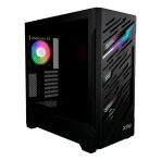 XPG STARKER AIR BTF, Negro, soporta placas base con diseño de conector inverso, Torre Media ATX, 2.5'' y 3.5'' pulgadas x2, I/O: USB-C x1, USB-A x2, Audio HD x1, control LED x1, Reinicio x1, Poder x1, Ventilador ARGB: 4 x Ventiladores de 120mm (Frontal x3, Trasero x1), Ventilador: (Trasero x1), 2 Años de Garantía