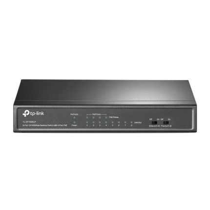 Switch TPLINK de Escritorio de 8 Puertos a 10 / 100Mbps con PoE en 4 Puertos NO Administrable COLOR Negro