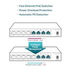 Switch TPLINK de Escritorio de 8 Puertos a 10 / 100Mbps con PoE en 4 Puertos NO Administrable COLOR Negro