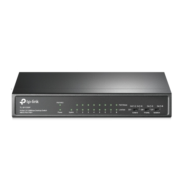 Switch TPLINK PoE de escritorio de 9 puertos a 10/100 Mbps con PoE + de 8 puertos, 8 puertos PoE + de 10/100 Mbps, Switch TPLINK PoE de escritorio de 9 puertos a 10/100 Mbps con PoE + de 8 puertos, 8 puertos PoE + de 10/100 Mbps,