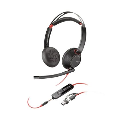 Poly Blackwire 5220 Stereo USB-C Headset +3.5mm Plug +USB-C/A Adapter